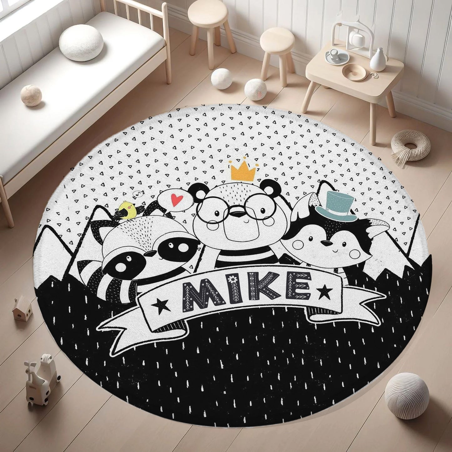 Nordic Animals Round Rug