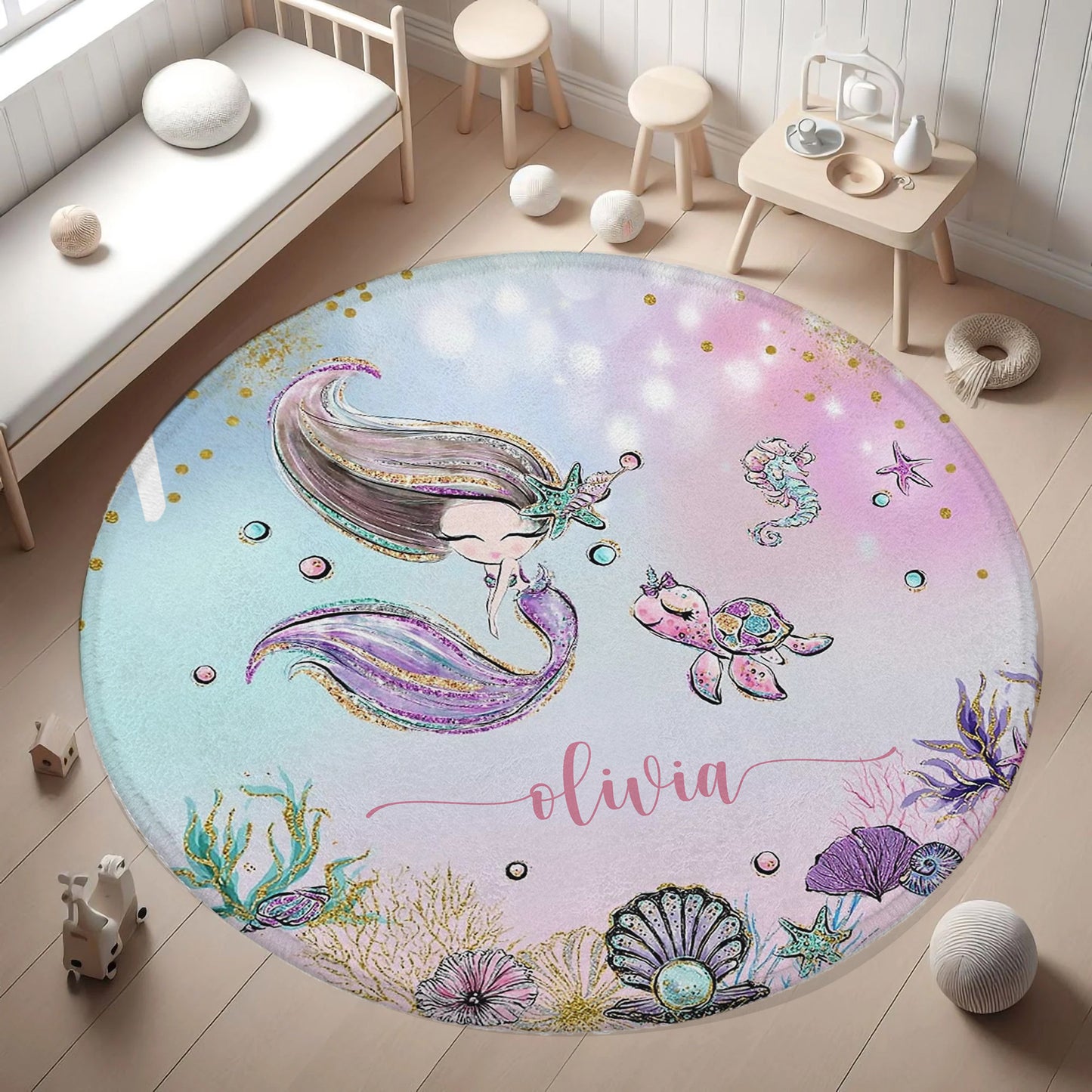 Little Mermaid Round Rug