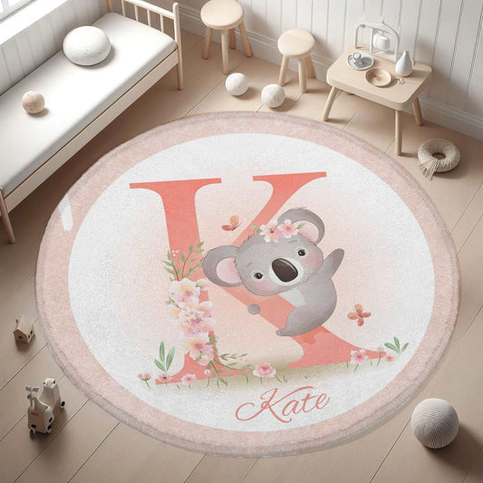 Baby Koala Alphabet Round Rug