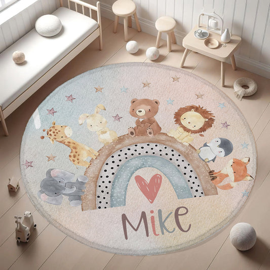 Rainbow Animals Round Rug