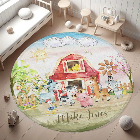 Farm Animals Round Rug