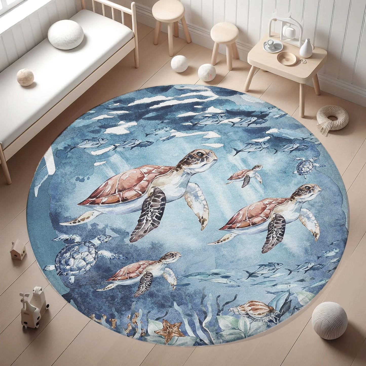 Sea Turtle Round Rug