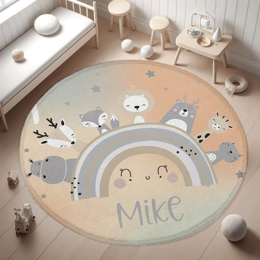 Rainbow Animals Round Rug