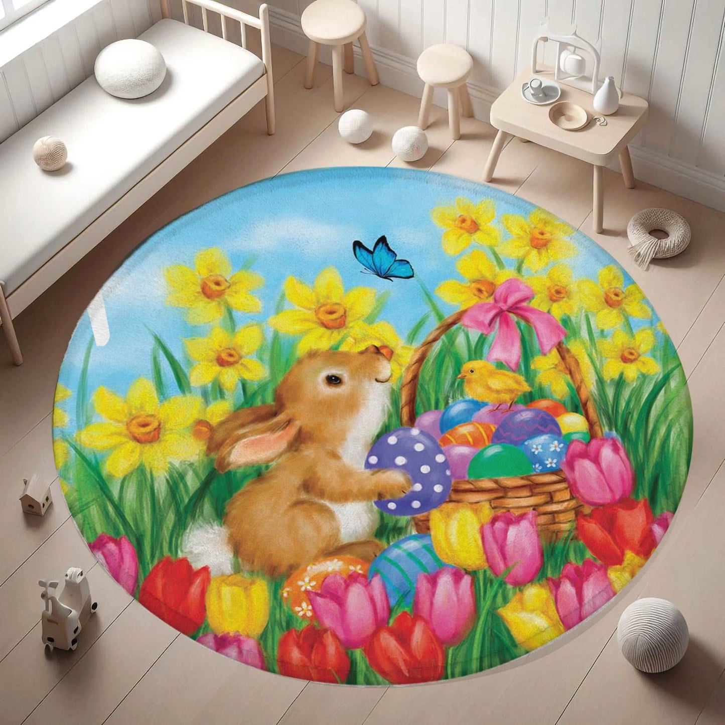 Easter Bunny Round Rug