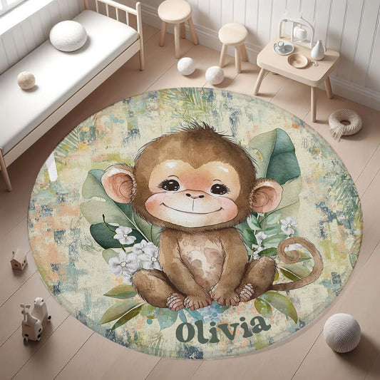 Tropical Monkey Round Rug