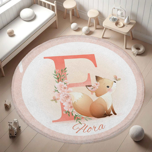 Baby Fox Alphabet Round Rug