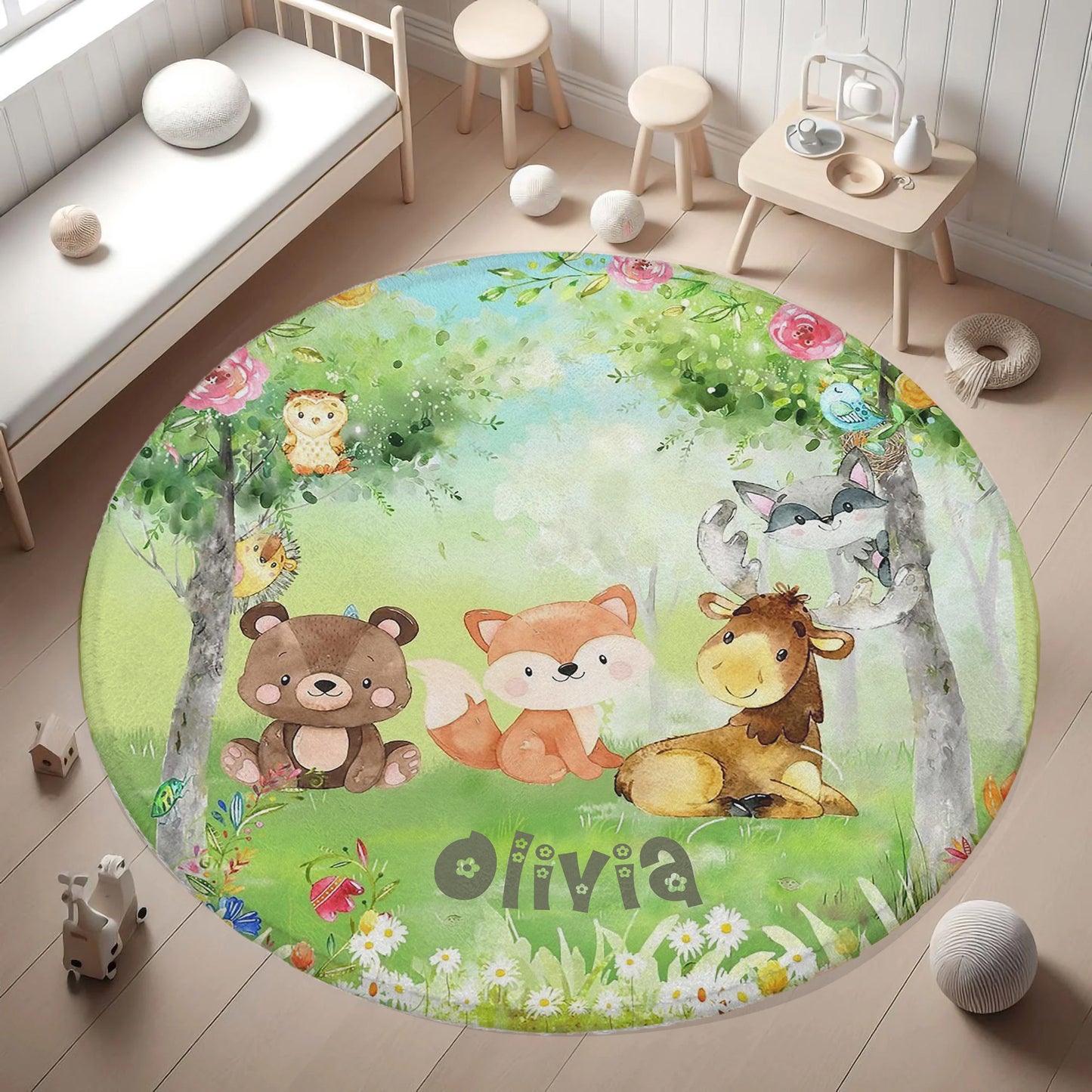 Forest Animals Round Rug