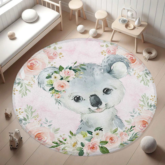 Baby Koala Rose Floral Round Rug