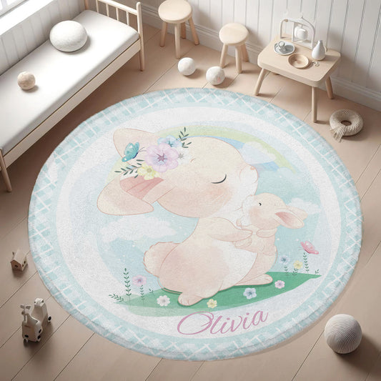 Mum And Baby Bunny Round Rug