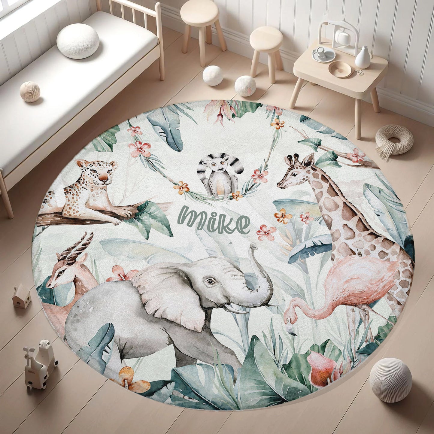 Safari Animals Round Rug