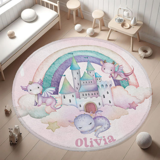 Rainbow Dragon Round Rug