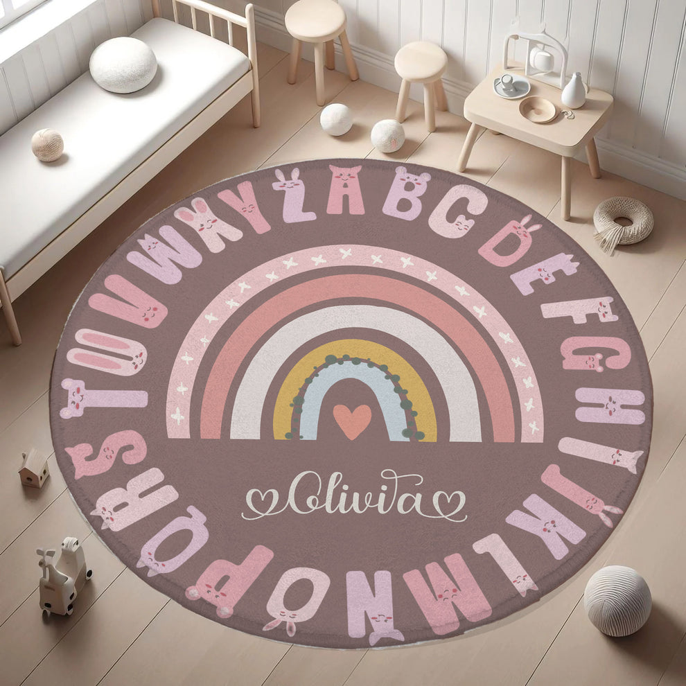 ABC Alphabet Rainbow Round Rug – hugtorugs