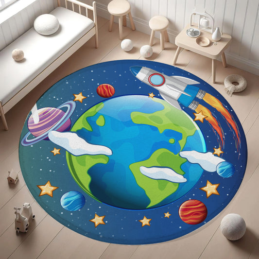 Planet Earth Round Rug