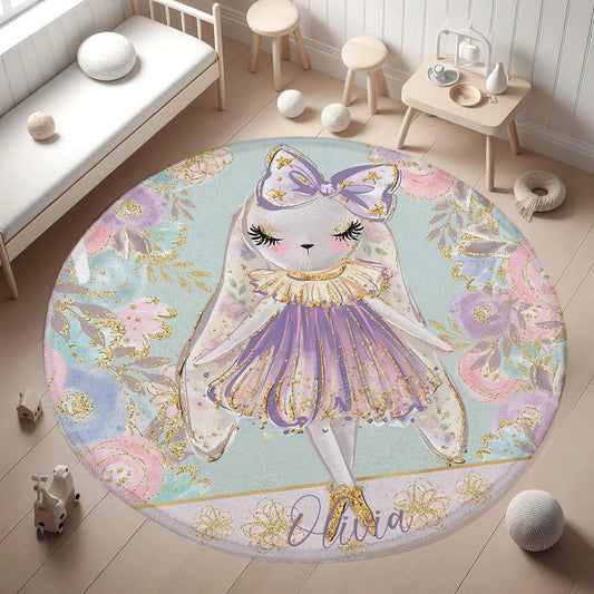 Ballerina Bunny Floral Round Rug