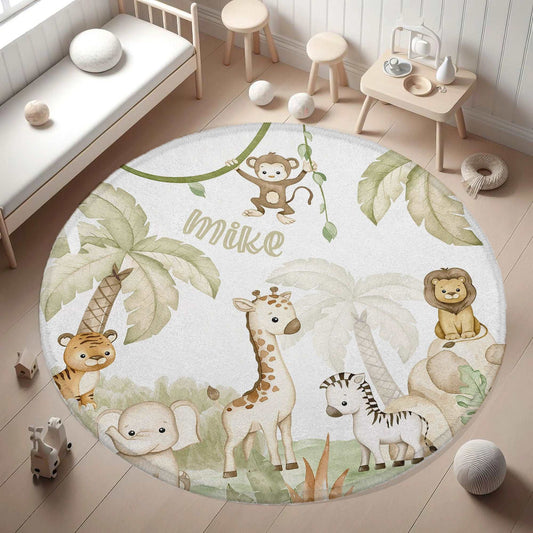 Baby Safari Animals Round Rug