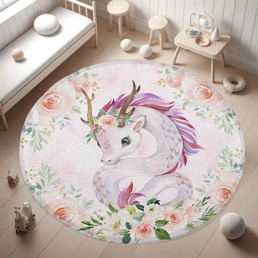 Baby Dragon Rose Floral Round Rug