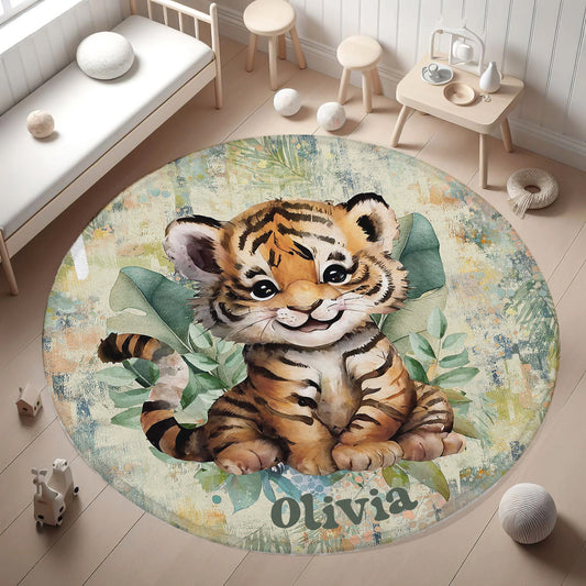 Tropical Tiger Round Rug