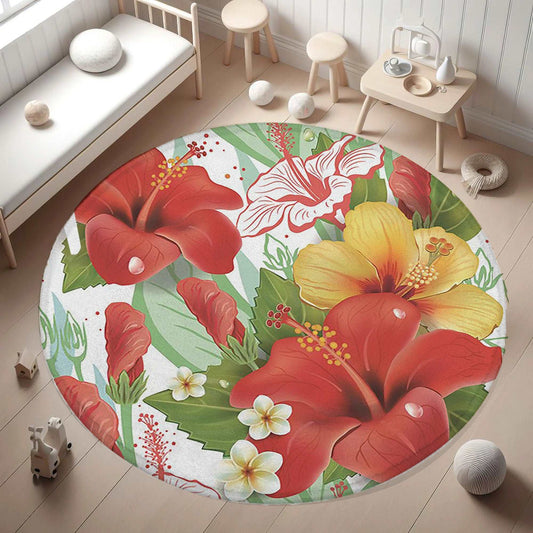 Hibiscus Floral Round Rug