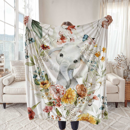 Floral Elephant Blanket