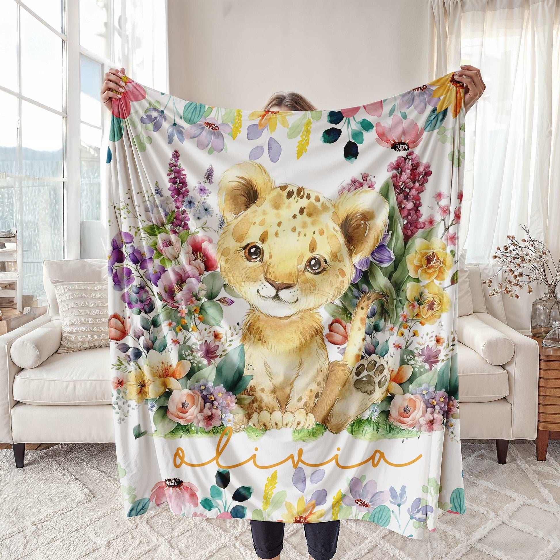 Floral Lion Blanket