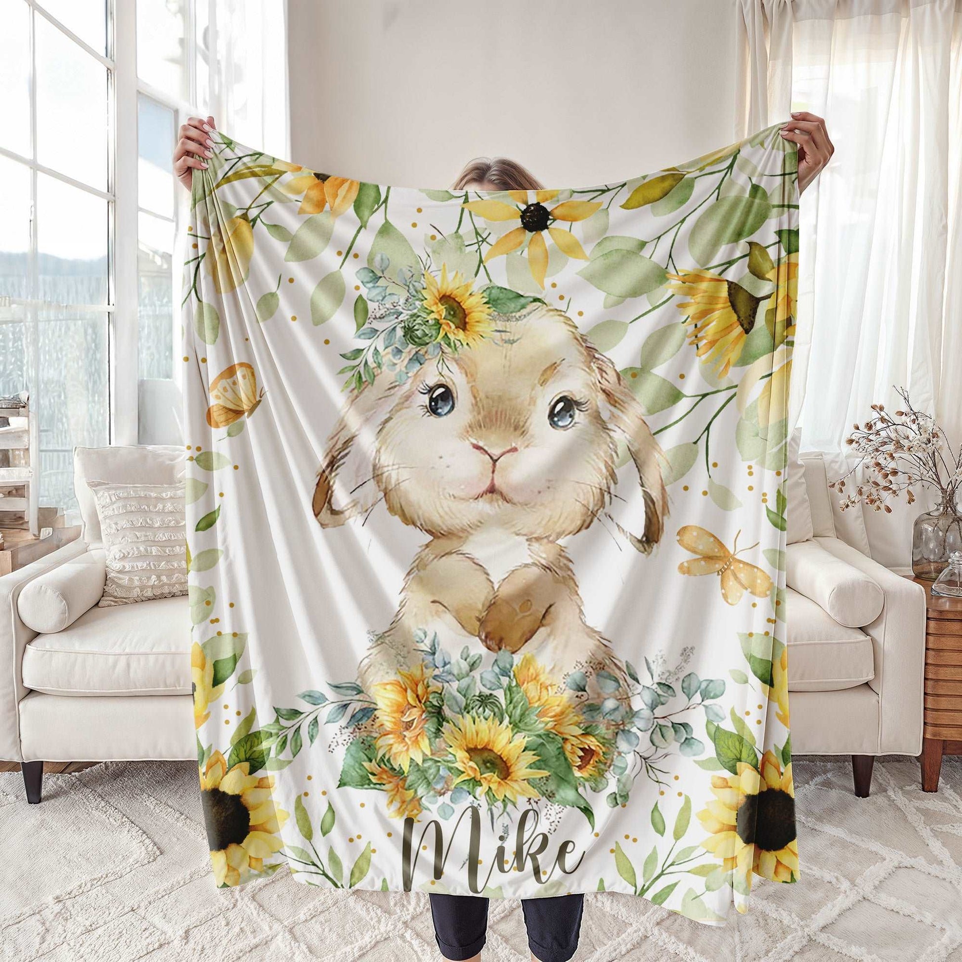 Bunny Sunflower Blanket