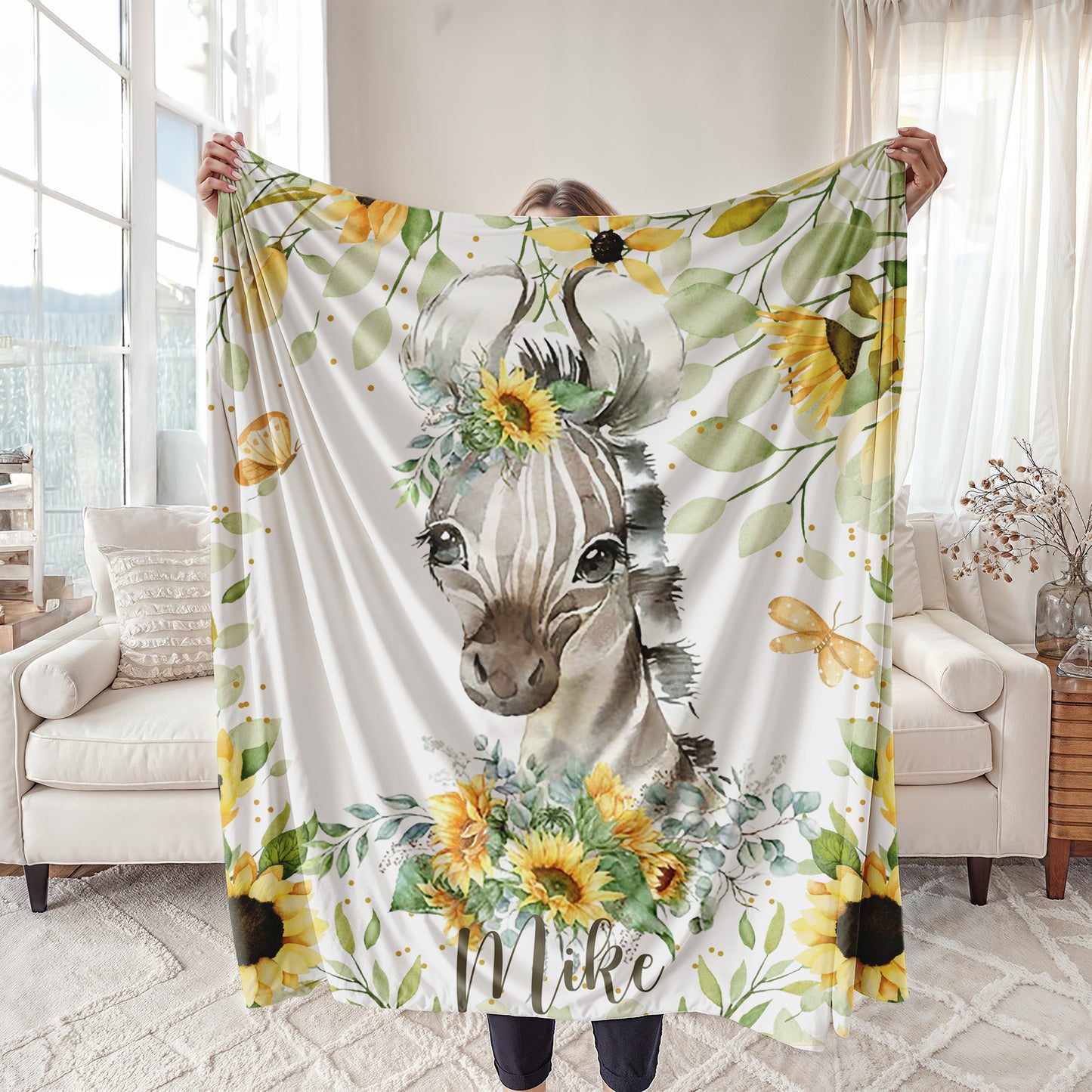 Zebra Sunflower Blanket