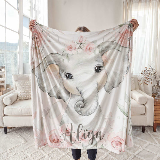 Floral Elephant Blanket