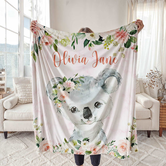 Koala Rose Floral Blanket