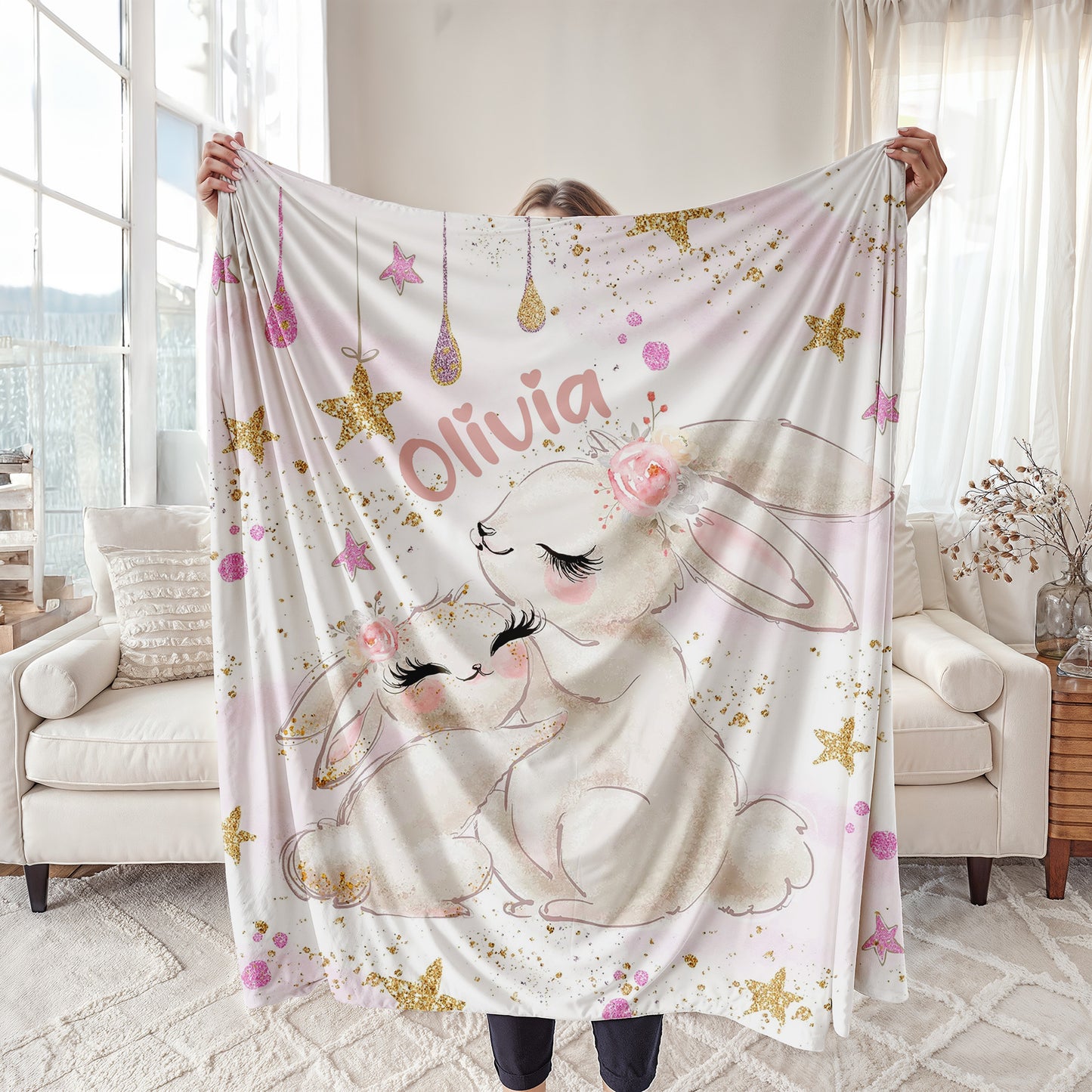 Mom And Baby Bunny Blanket