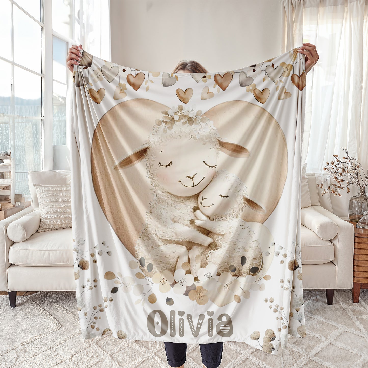 Mom And Baby Sheep Blanket