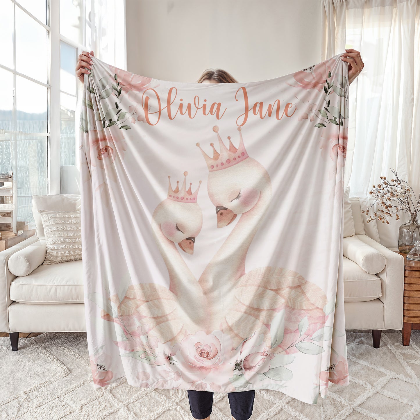Mum And Baby Swan Blanket