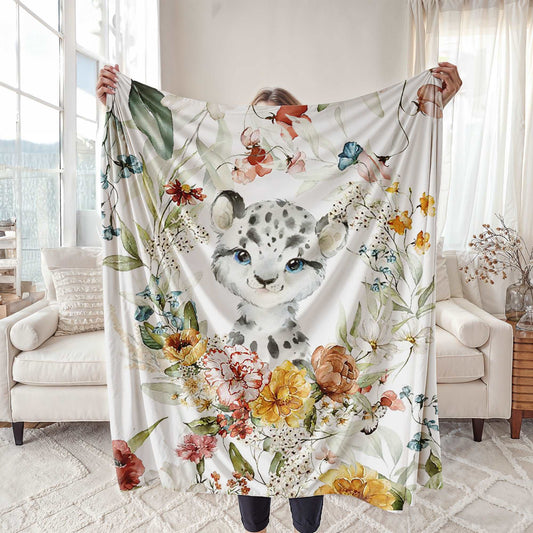 Floral Leopard Blanket