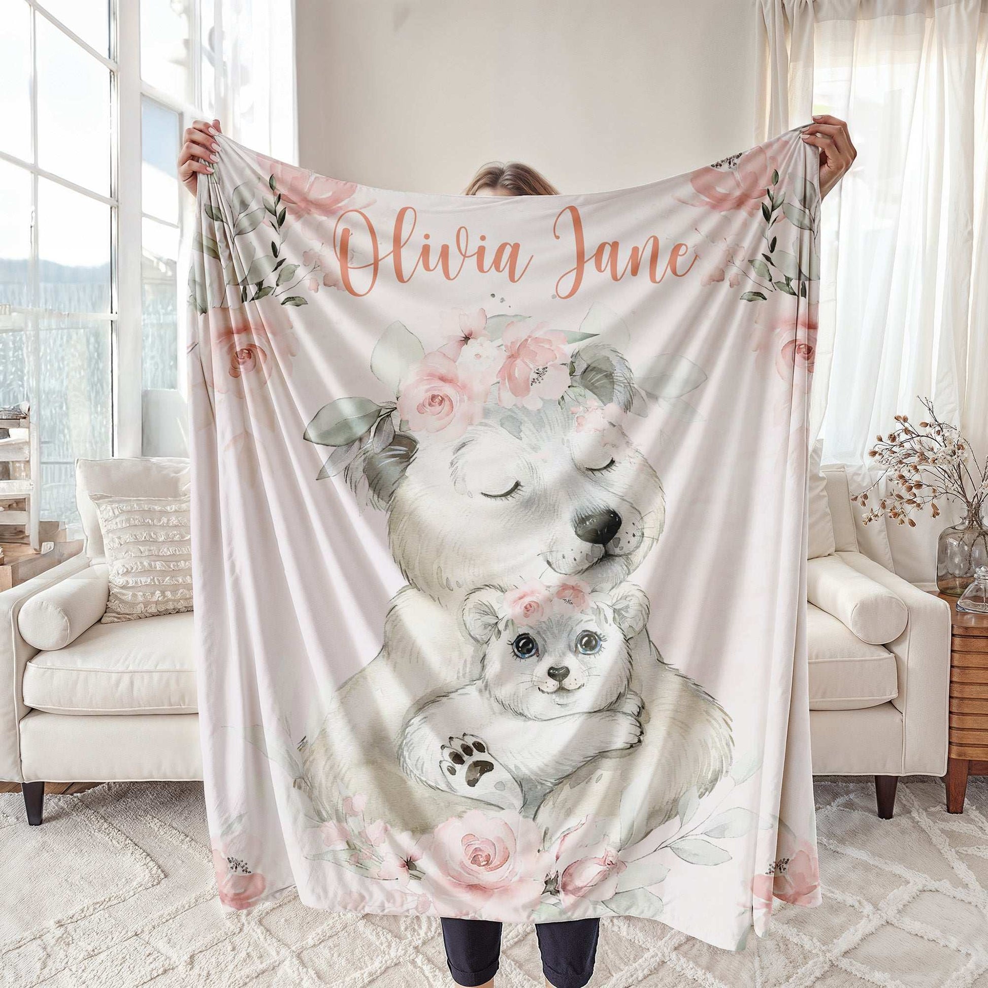 Mum And Baby Polar Bear Blanket