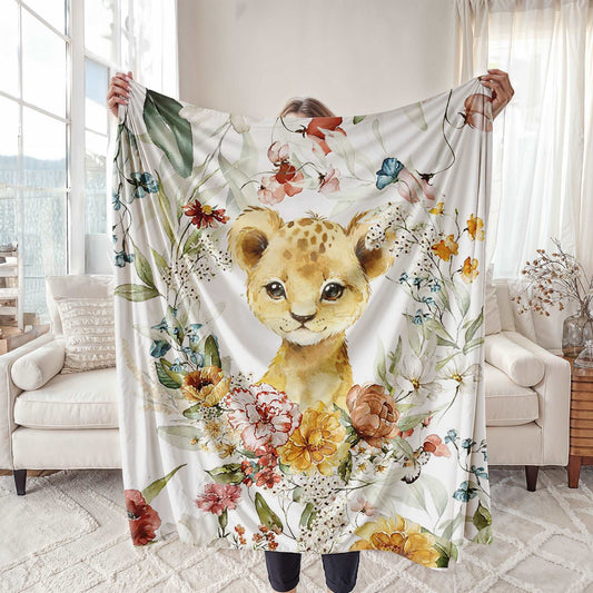 Floral Lion Blanket