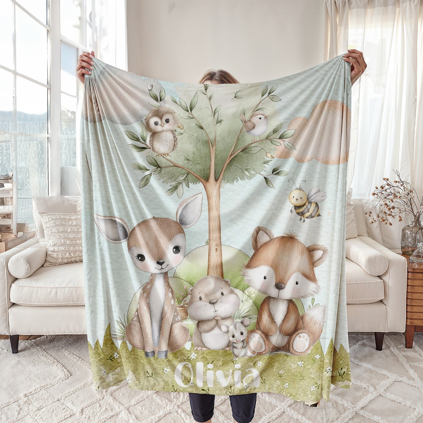 Woodland Animals Baby Blanket