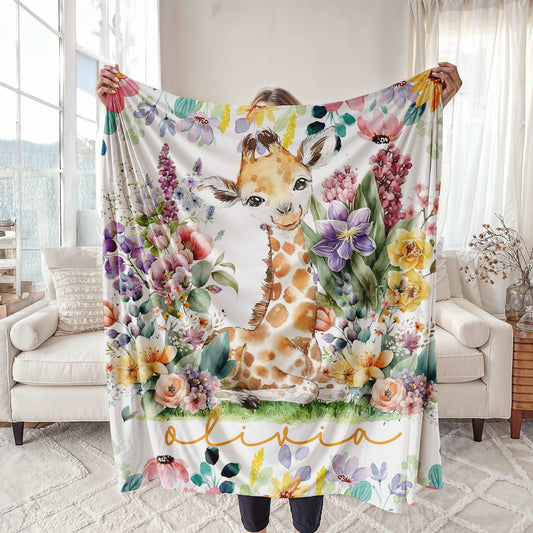 Floral Giraffe Blanket