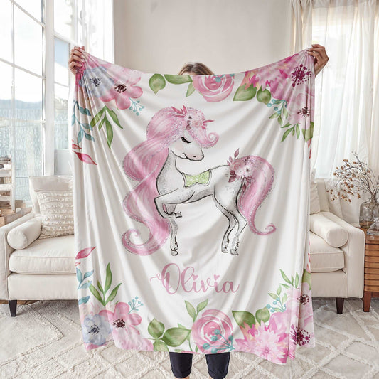 Floral Unicorn Blanket