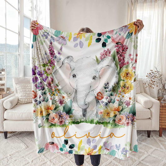 Floral Elephant Blanket