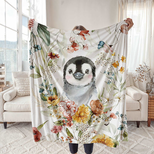 Floral Penguin Blanket