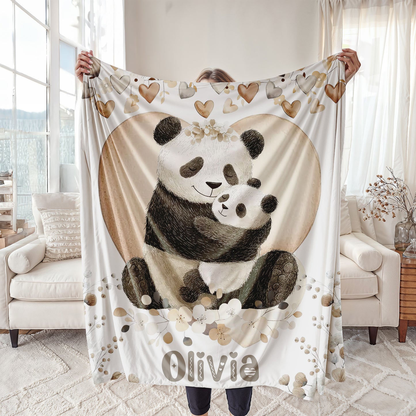Mom And Baby Panda Blanket