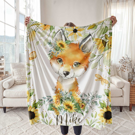 Fox Sunflower Blanket