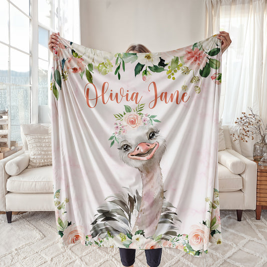 Ostrich Rose Floral Blanket