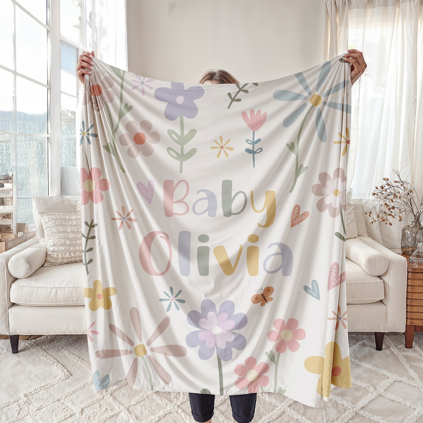 Floral Baby Name Blanket