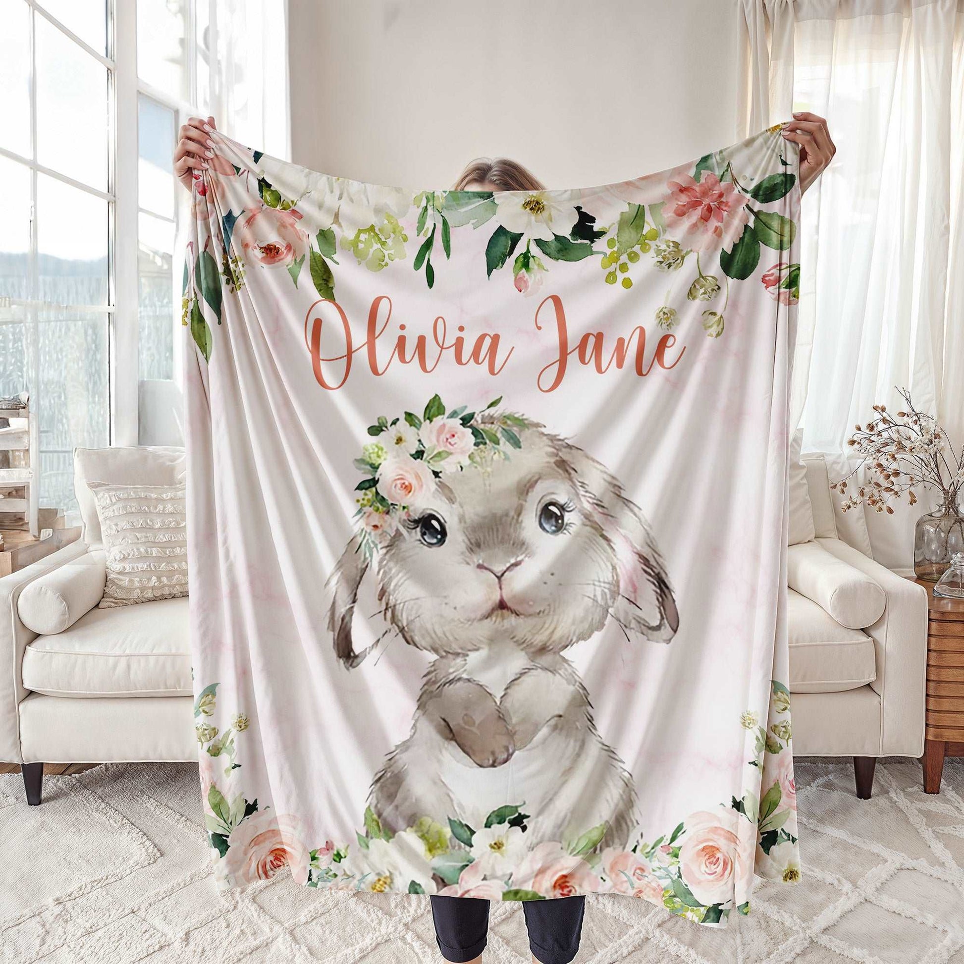 Bunny Rose Floral Blanket