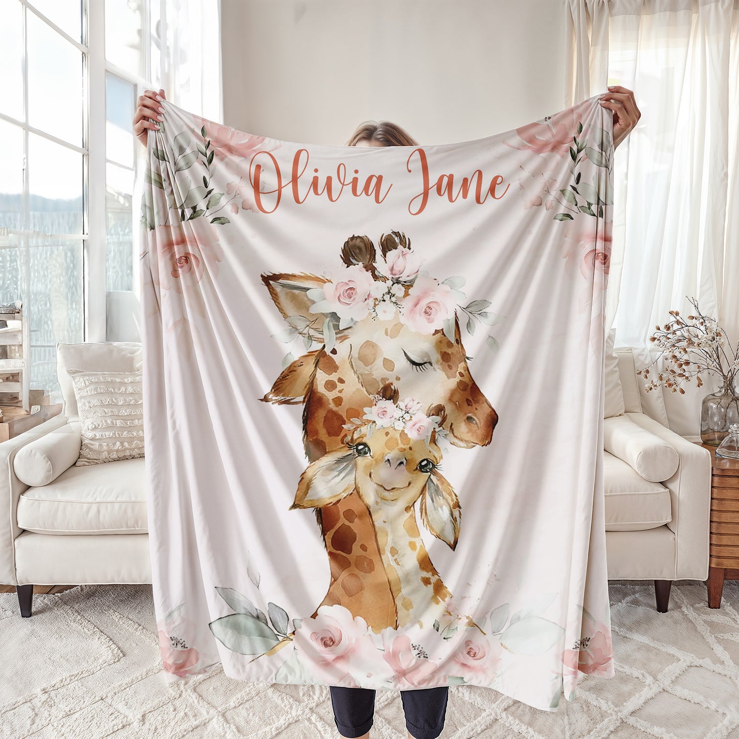 Mum And Baby Giraffe Blanket