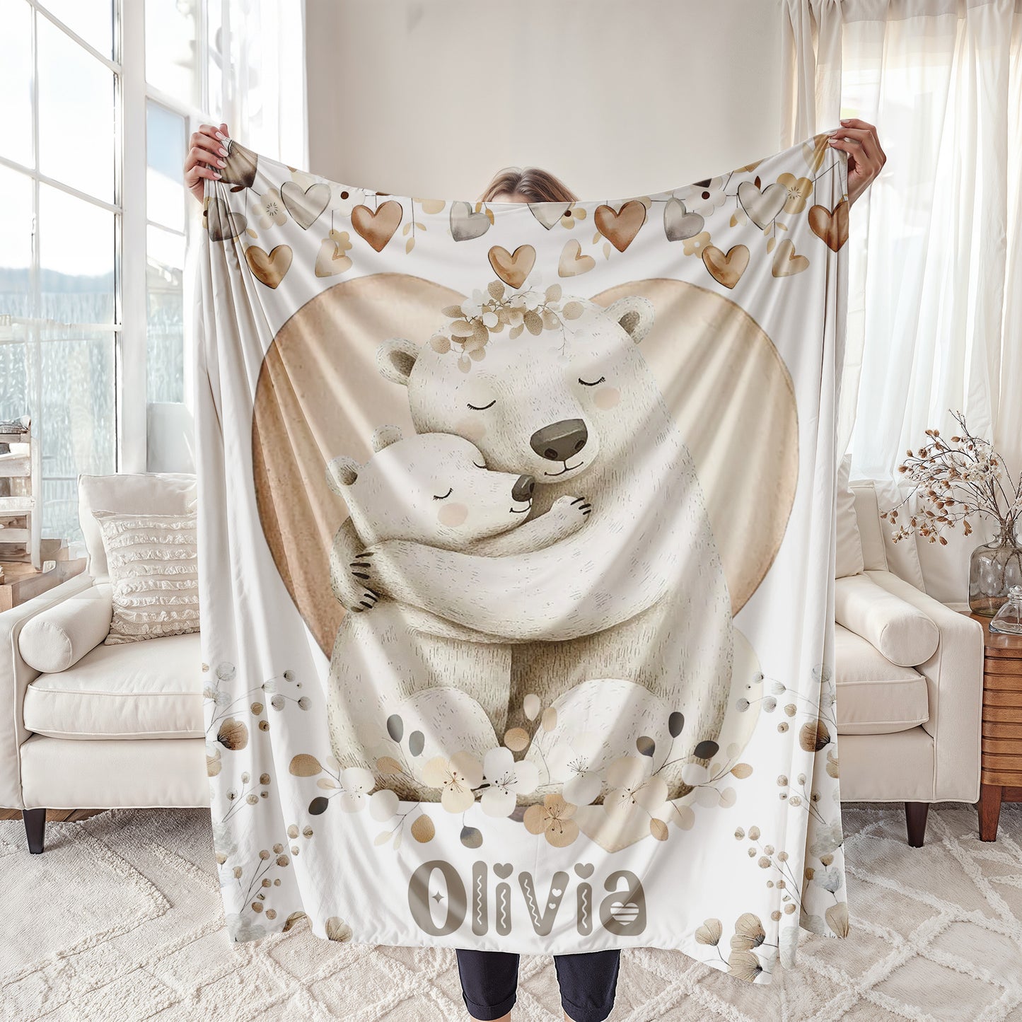 Mom And Baby Polar Bear Blanket