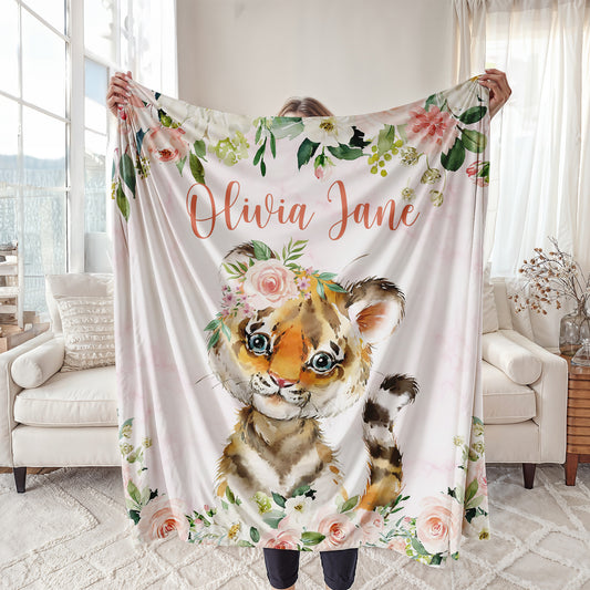 Tiger Rose Floral Blanket