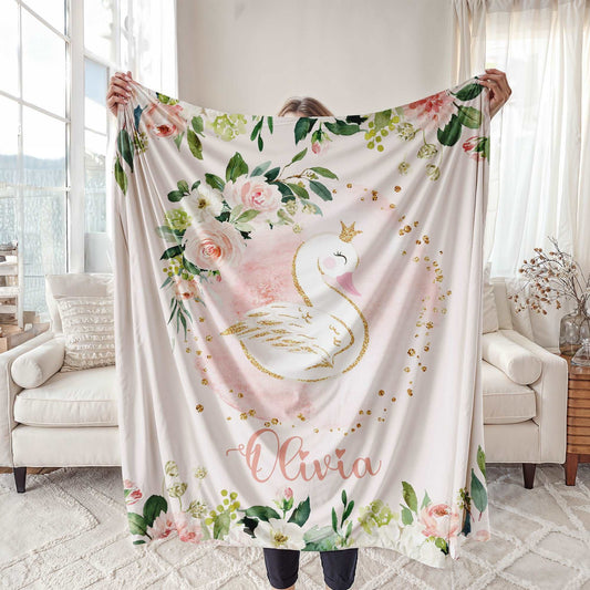 Floral Swan Blanket