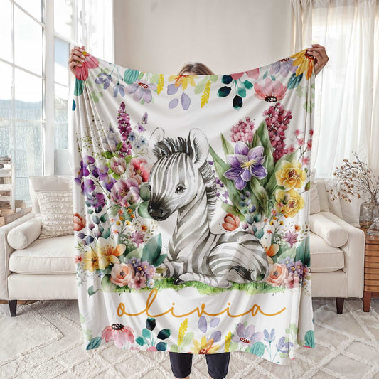 Floral Zebra Blanket