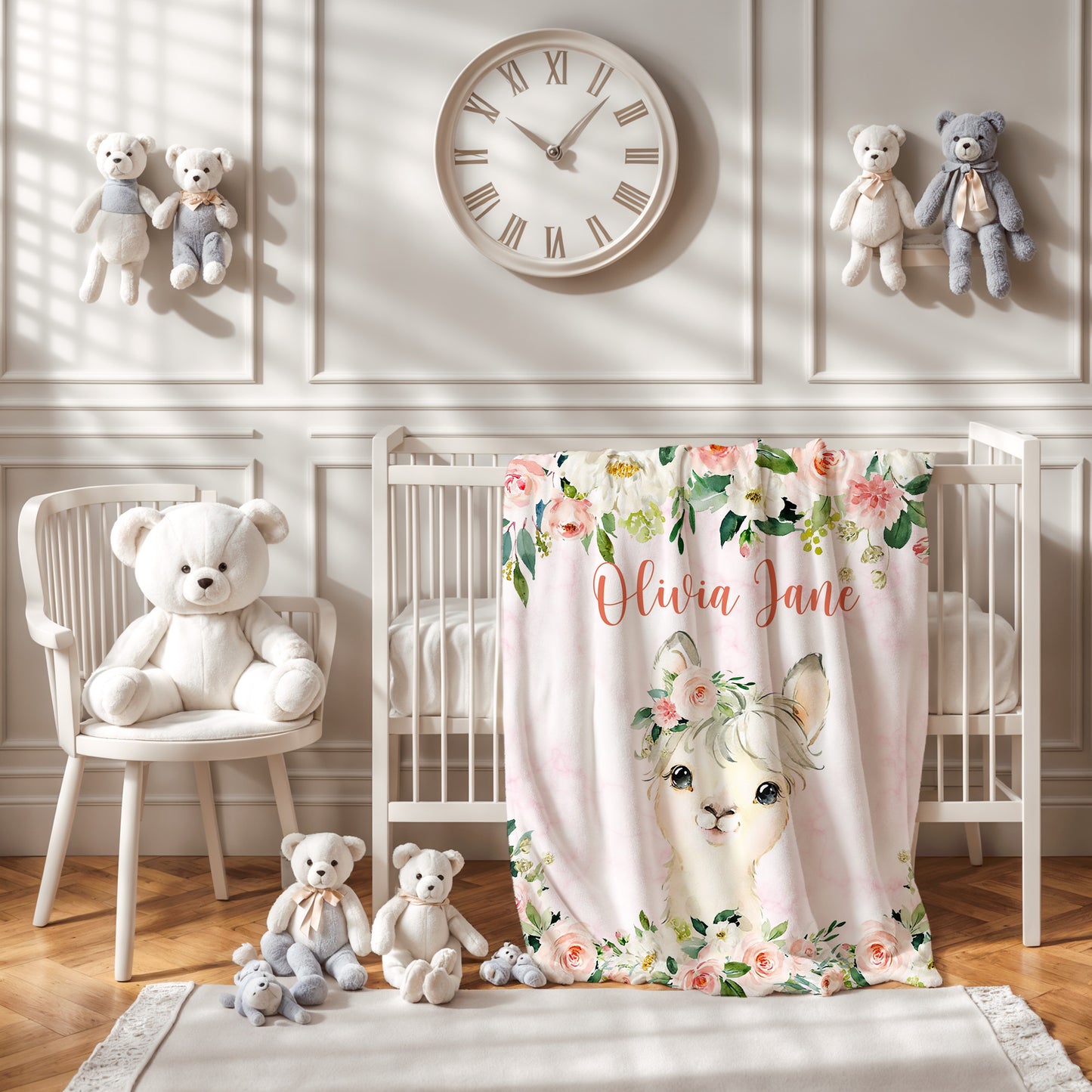 Llama Rose Floral Blanket
